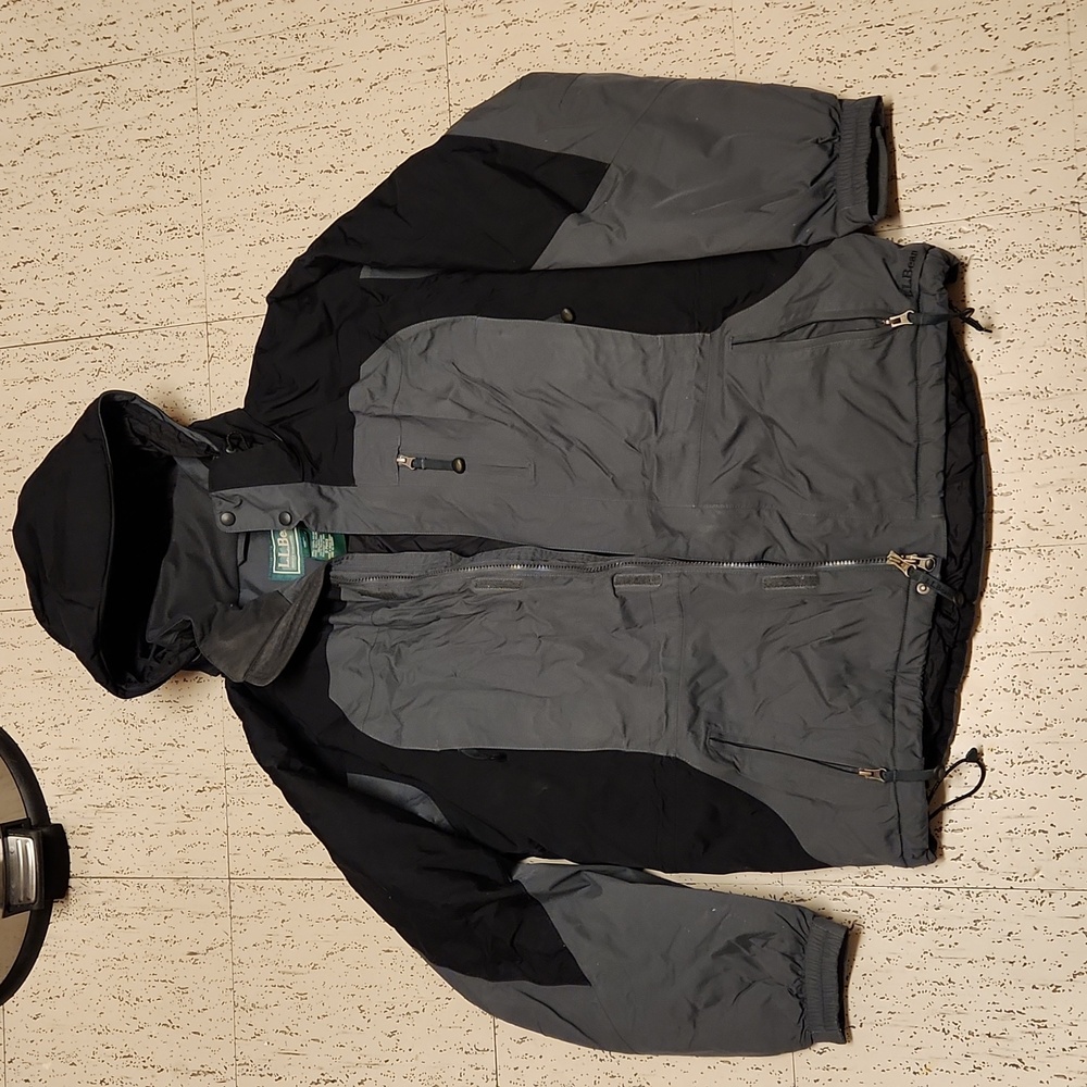 L.L. Bean Full Zip Winter Jacket Vintage 90s Gray And Black